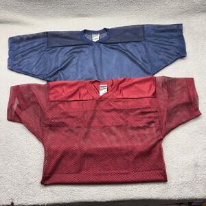 Adams USA FJ2 Mens XL Lot of 2 Navy & Maroon Mesh Football Practice Jerseys
